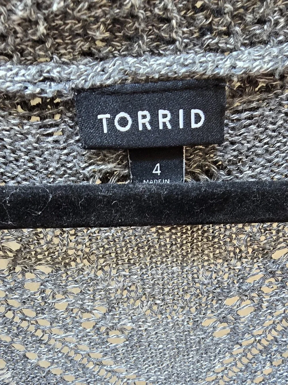 Torrid Gray Open Front Pointelle Knit Cardigan Size 4 Plus Size